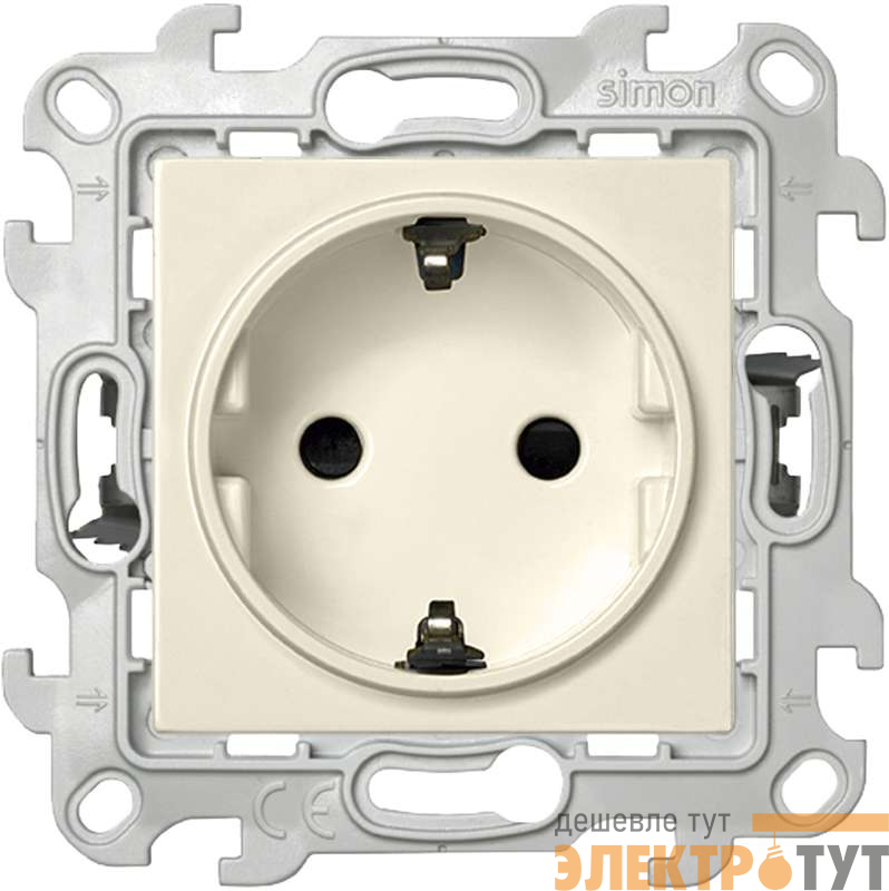 Розетка 1-м СП Simon 24 16А IP20 2P+E Push&Go защ. шторки механизм сл. кость Simon 2420432-031