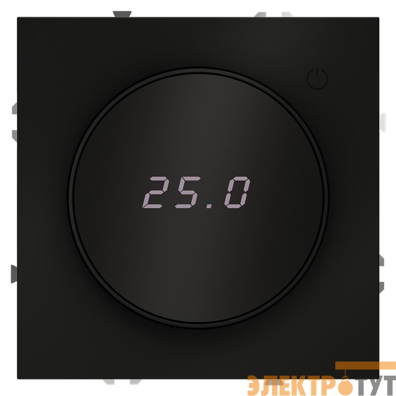 Терморегулятор электронный S70 с индикацией и датчиком для теплого пола механизм черн. матов. Voltum VLS070108