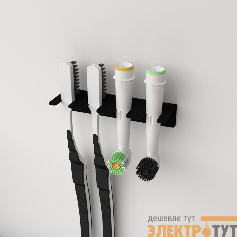 Держатель для хранения зубных щеток и насадок монтаж без сверления черн. Rexant 38-0695