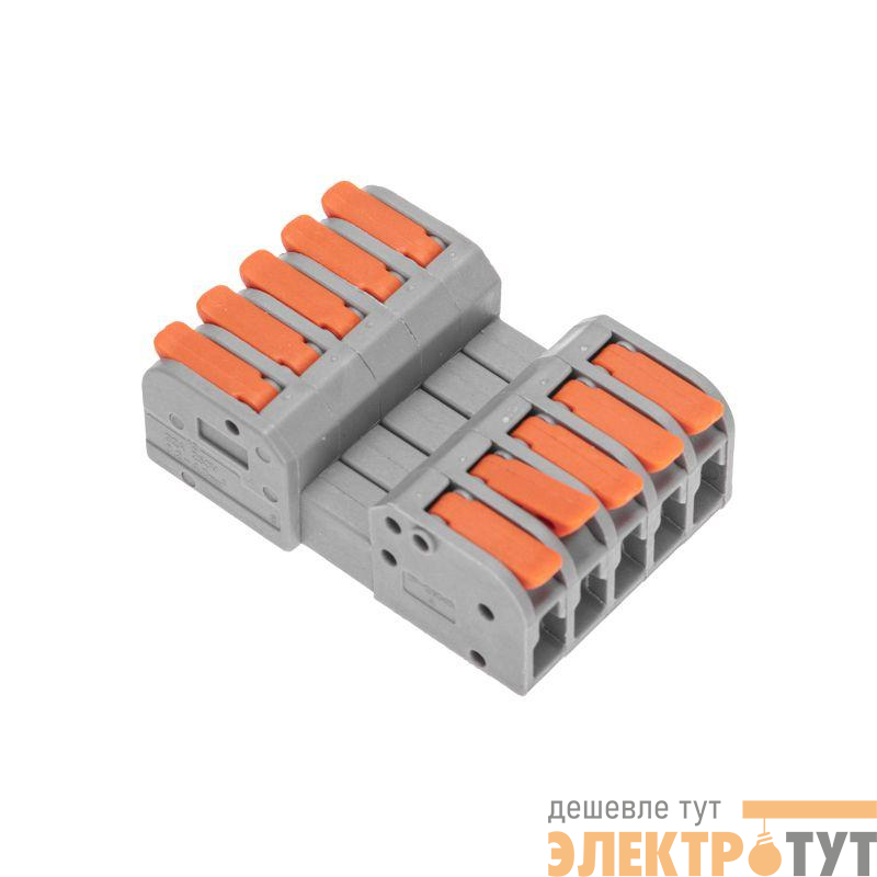 Клемма СМК 222-425R проходная разъемная 5 полюсов сер. 0.2-2.5/4кв.мм Rexant 07-5265