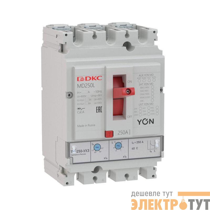 Выключатель автоматический 3п 200А 40кА Ir 0.7…1xIn Ii 5…10xIn YON MD250N-TM200