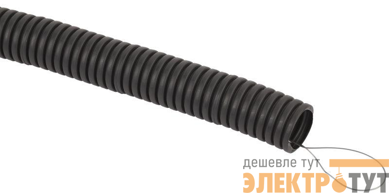 Труба гофрированная d40мм с протяжкой безгалоген. трудногорючая (FRHF) черн. (уп.25м) Эра Б0068910