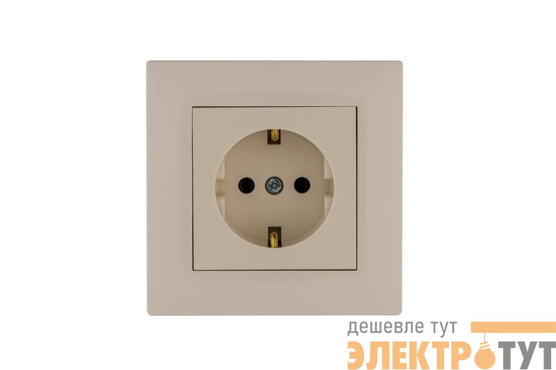 Розетка 1-м Karea RIZZ с заземл. крем Makel 88010028
