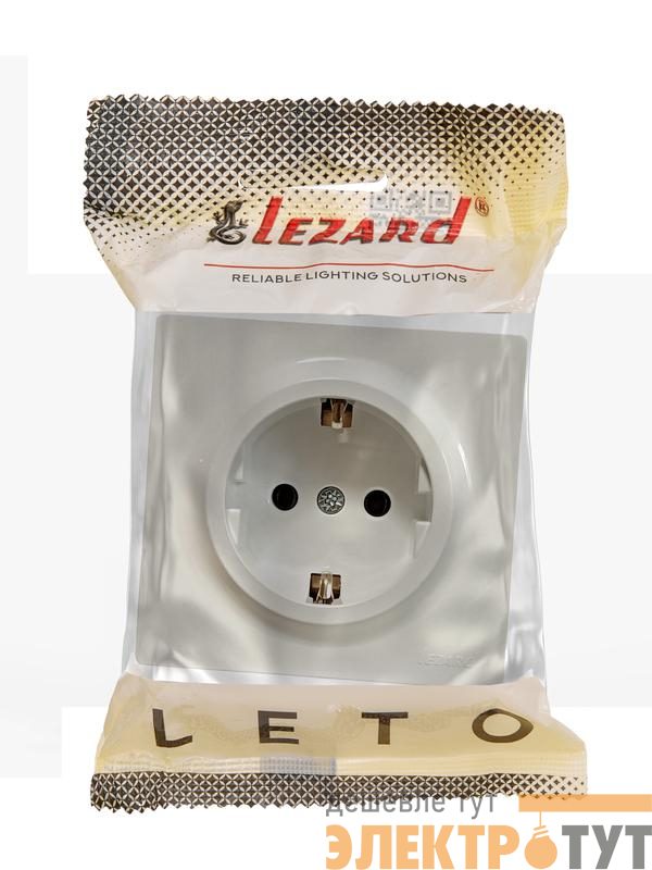 Розетка 1-м ОП LETO с заземл. ПБТ крем LEZARD 752-0300-122B