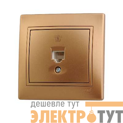 Розетка телефонная 1-м СП Mira RJ11 зол. метал. LEZARD 701-1313-137