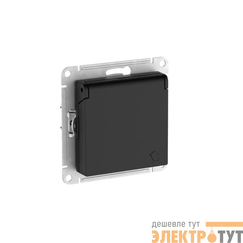 Розетка AtlasDesign 16А IP20 с заземл. защ. шторки с крышкой быстрозажим. клем. механизм карбон SE ATN001046S