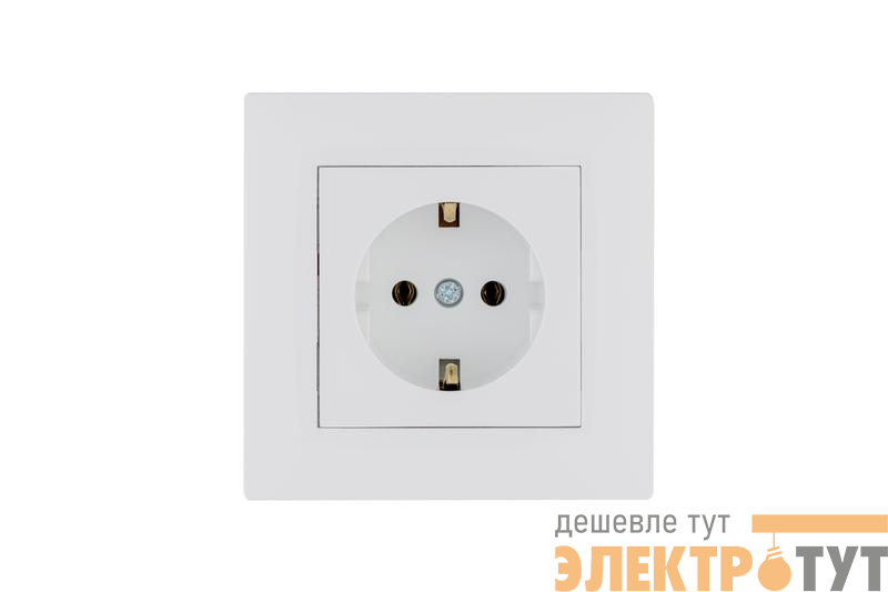 Розетка 1-м керамика Karea RIZZ с заземл. бел. Makel 88001008