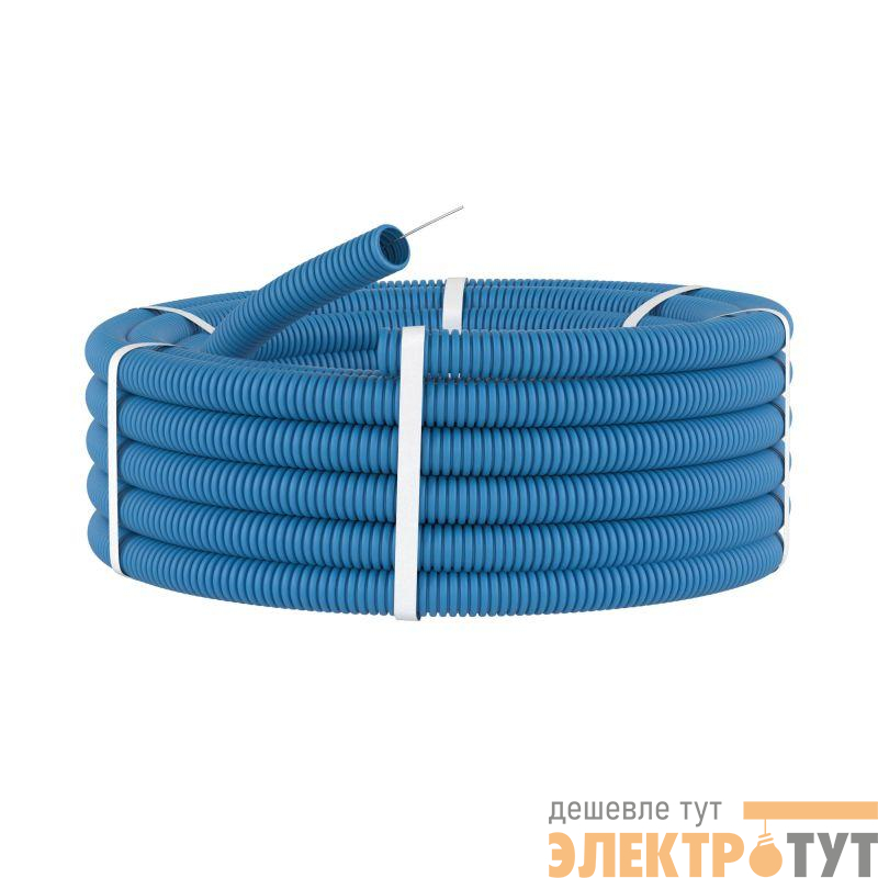 Труба гофрированная ППЛ гибкая легкая d50мм с протяжкой син. (уп.15м) DKC 11950
