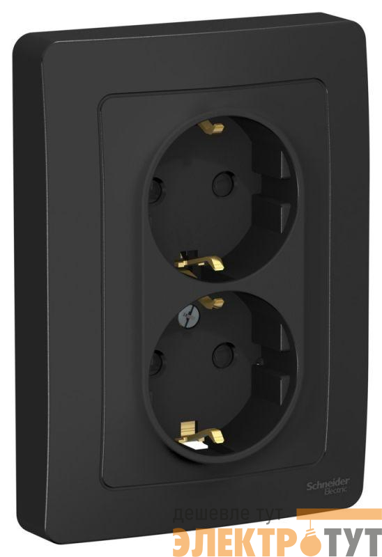 Розетка 2-м СП Blanca 16А IP20 250В с заземл. защ. шторки антрацит SE BLNRS001126