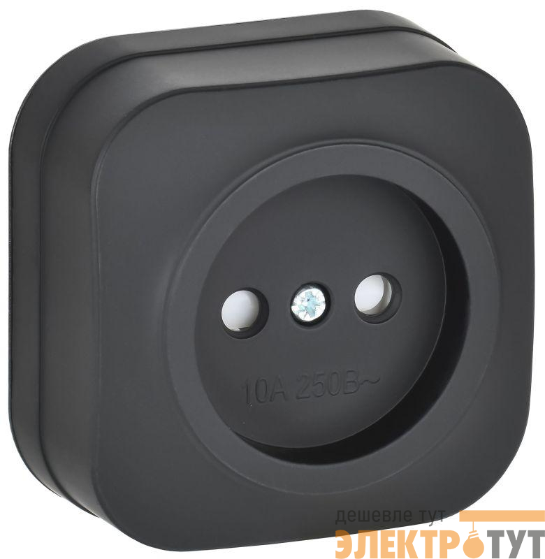 Розетка ОП GLORY РСш20-2-ХЧм 10А без заземл. защ. шторки черн. матов. IEK ERH13-K02M-10