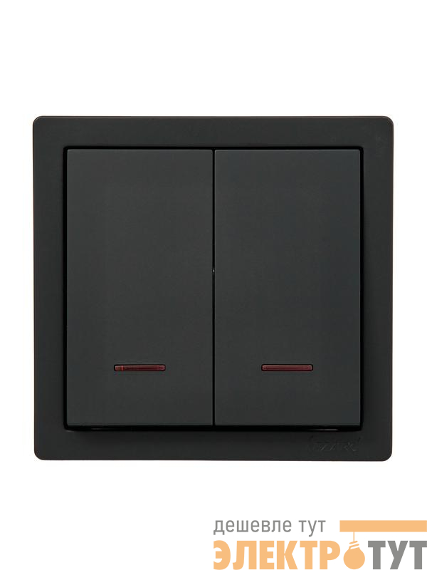 Выключатель 2-кл. ОП LETO с индикацией черн. бархат LEZARD 752-4200-112