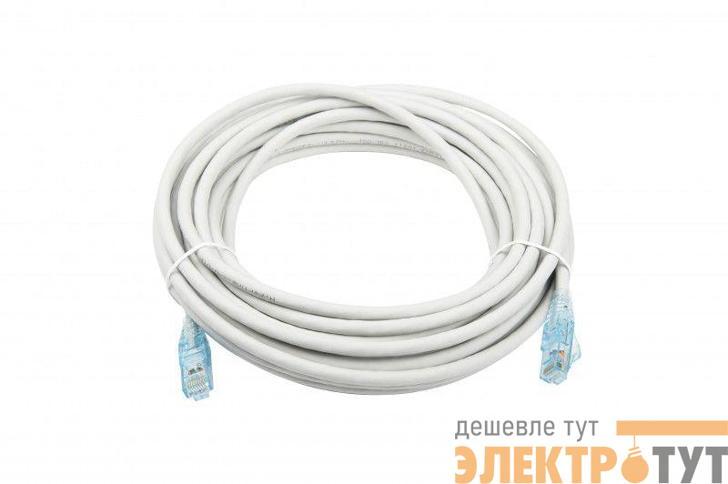 Патч-корд PC-LPM-UTP-RJ45-RJ45-C6-10M-LSZH-GY U/UTP кат.6 LSZH 10м сер. Hyperline 41843