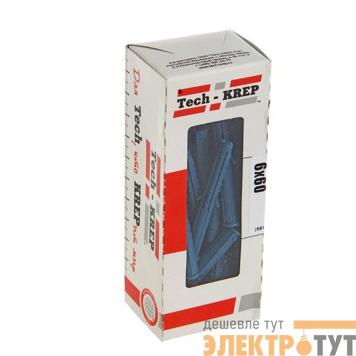 Дюбель четырехраспорный (универс.) Чапай 6х60 шипы + усы полипропилен (уп.40шт) Tech-KREP 111470
