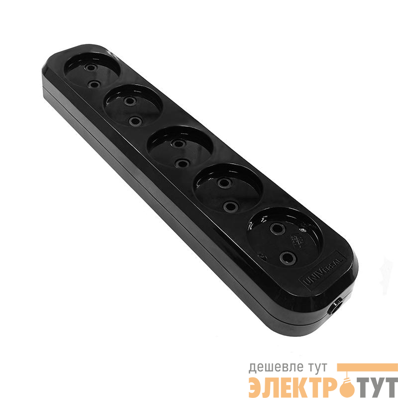 Колодка удлинителя 5-м без заземл. АБС-пластик черн. UNIVersal 2237