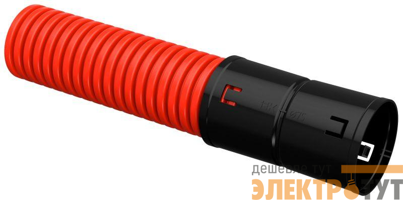 Труба гофрированная двустенная ПНД гибкая d75мм с муфтой красн. (уп.50м) IEK CTG12-075-K04-050-R