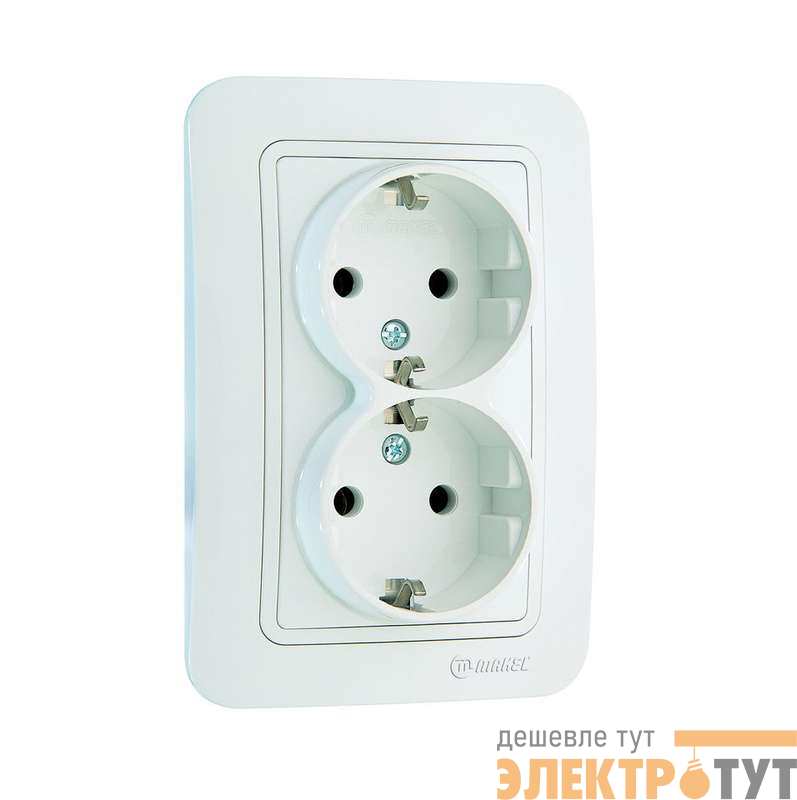 Розетка 2-м СП Lillium 16А IP20 с заземл. бел./бел. Makel 70082