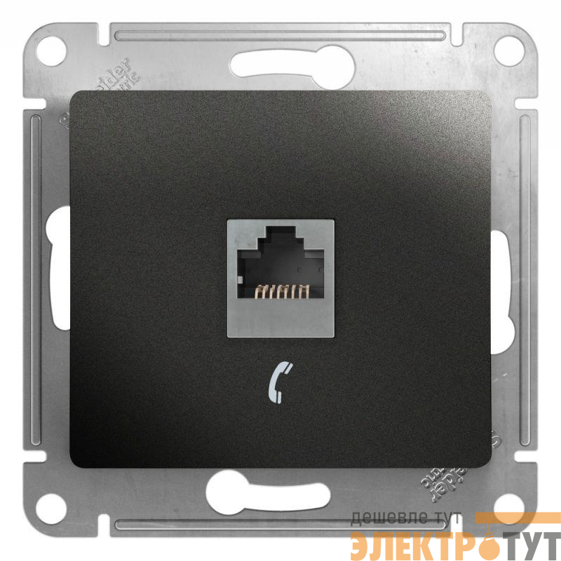 Розетка телефонная 1-м Glossa RJ11 механизм антрацит SE GSL000781T