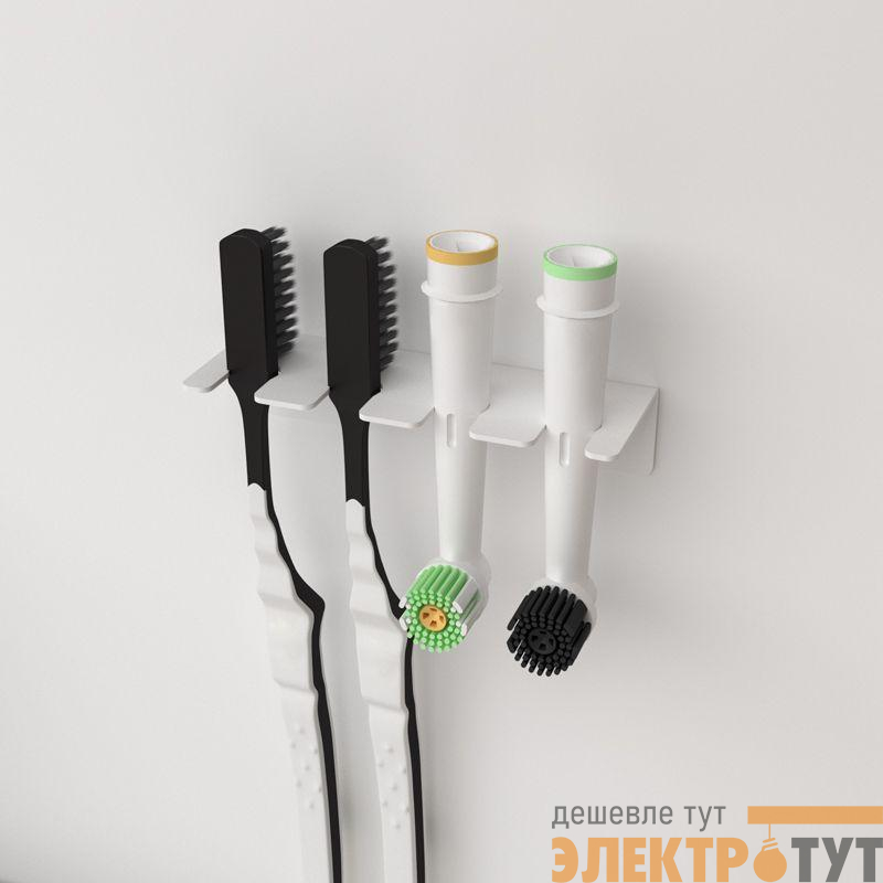 Держатель для хранения зубных щеток и насадок монтаж без сверления бел. Rexant 38-0696