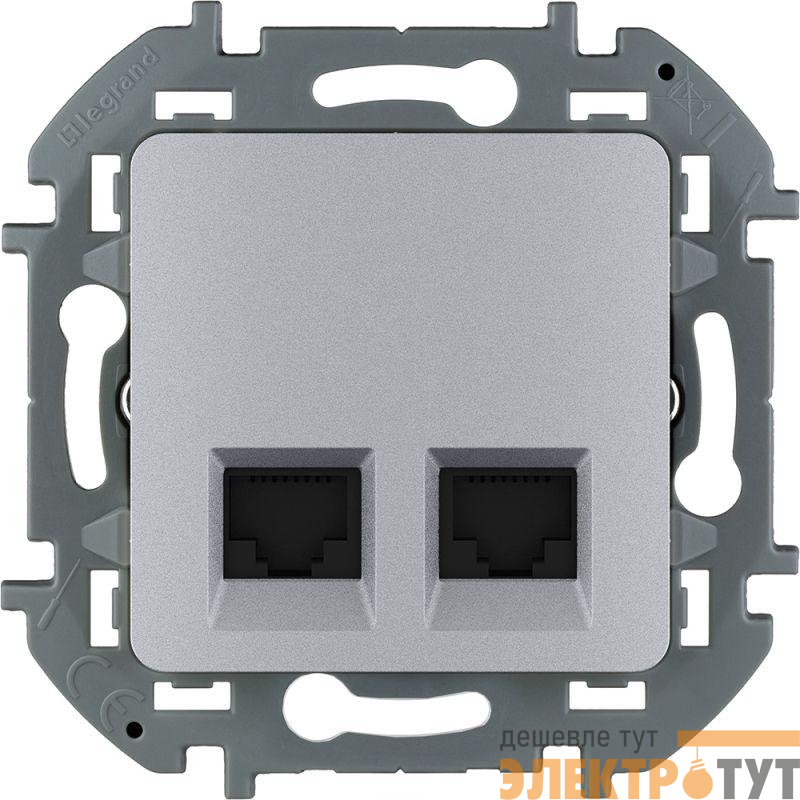 Розетка компьютерная 2-м Inspiria RJ45 кат.6 UTP механизм алюм. Leg 673842