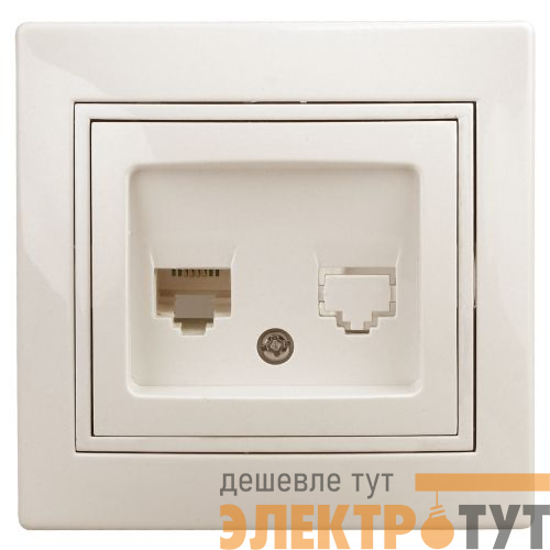 Розетка компьютерная 1-м СП Plano 1-303-02 RJ45 IP20 сл. кость Intro Б0027622