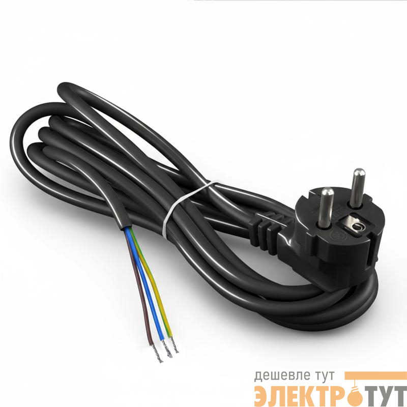 Шнур сетевой с вилкой 3м с заземл. 16А ПВС 3х1.5 черн. DOMTOK 2787
