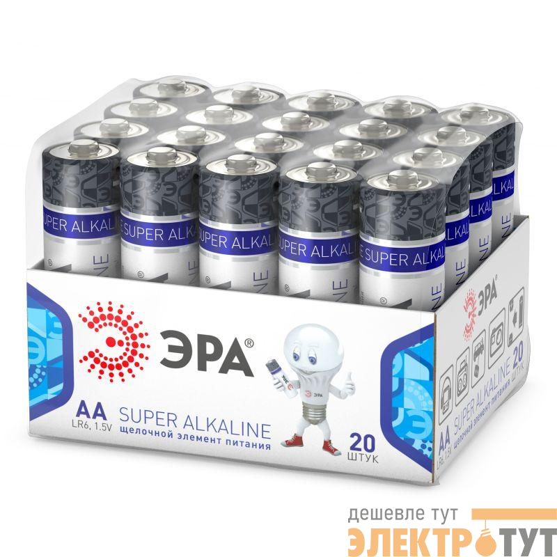 Элемент питания алкалиновый AA/LR6 LR6-20 bulk SUPER Alkaline (уп.20шт) Эра Б0054623