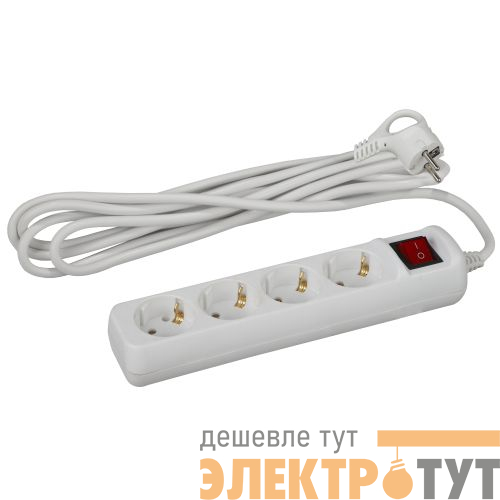 Удлинитель 4х5м с заземл. 16А IP20 U-4es-5m-3х1 ПВС 3х1 с выкл. Эра Б0028380