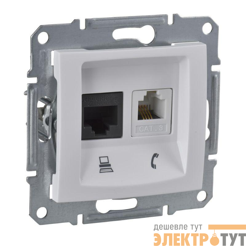 Механизм розетки комп. + телеф. 1-м СП Sedna RJ11 + RJ45 бел. SchE SDN5100121