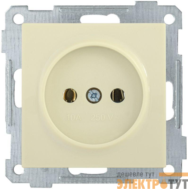 Механизм розетки 1-м СП Bolero РС10-1-0-Б 10А IP20 без заземл. крем. IEK ERB10-K33-10