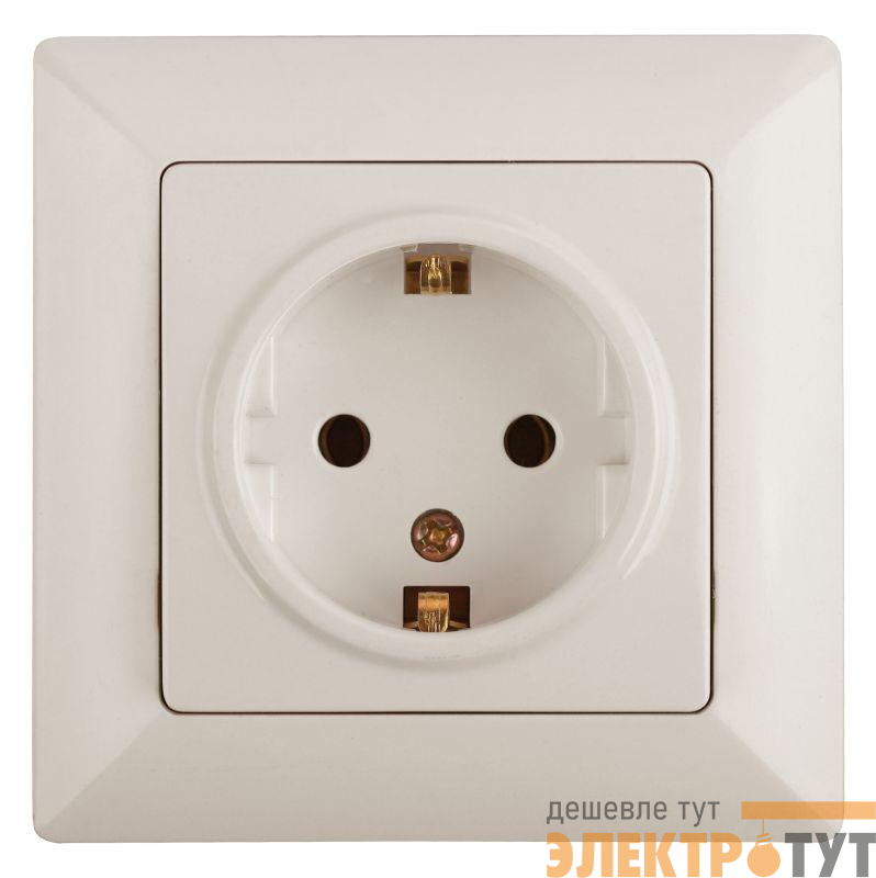 Розетка 1-м СП Solo 4-202-02 16А 250В IP20 2P+E Schuko с заземл. слон. кость Intro Б0053650