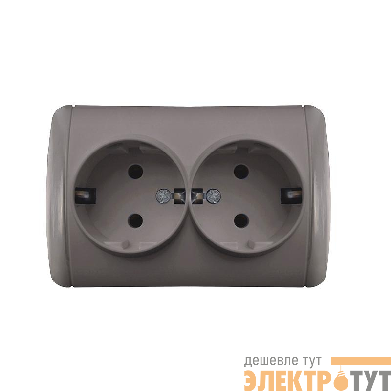 Розетка 2-м ОП Клио 16А IP44 с заземл. сер. UNIVersal К2231-Gr