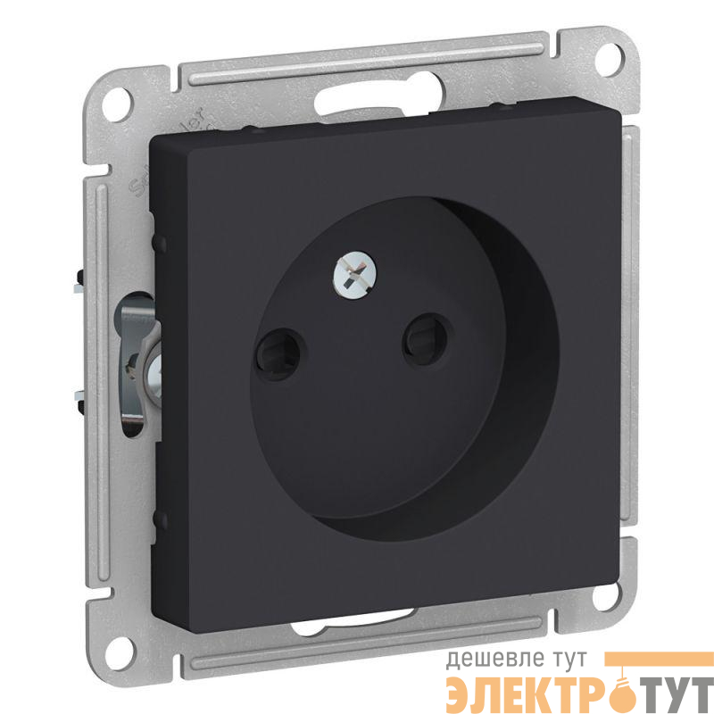 Розетка 1-м СП AtlasDesign 16А IP20 без заземл. защ. шторки механизм карбон SE ATN001049