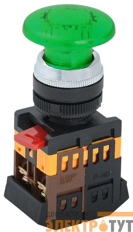 Кнопка "Грибок" AELA-22 d22мм 1з+1р 240В неон зел. IEK BBG20-AELA-K06