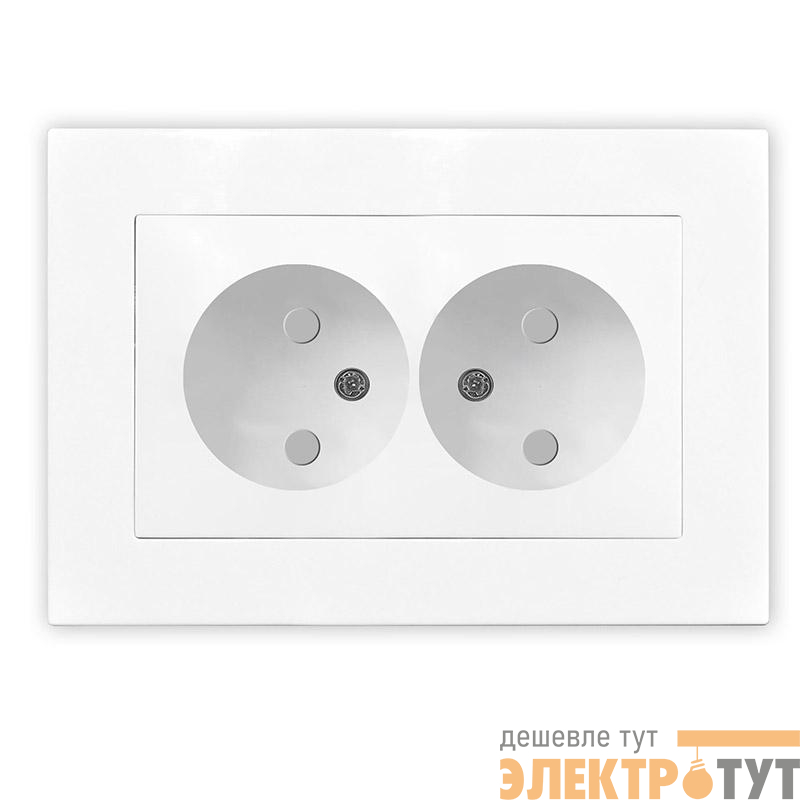 Розетка 2-м СП Афина 16А IP20 без заземл. защ. шторки в сборе бел. Universal A0048