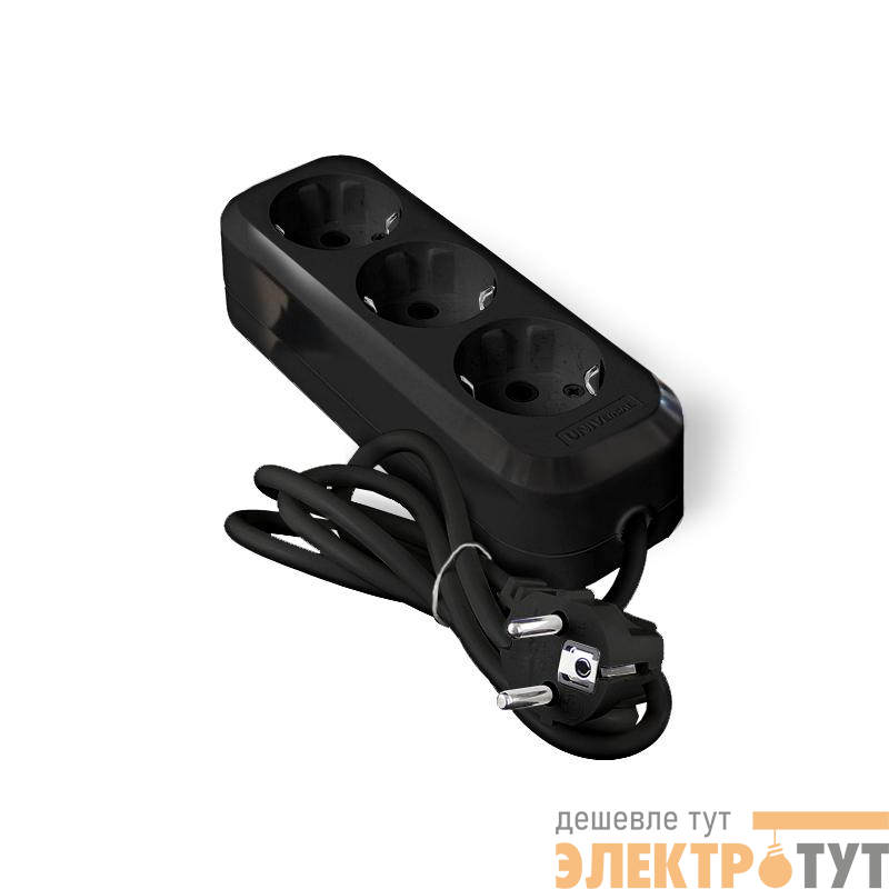 Удлинитель 3х3м с заземл. 16А IP20 Е-303 ПВС 3х1 АБС-пластик черн. UNIVersal 2181