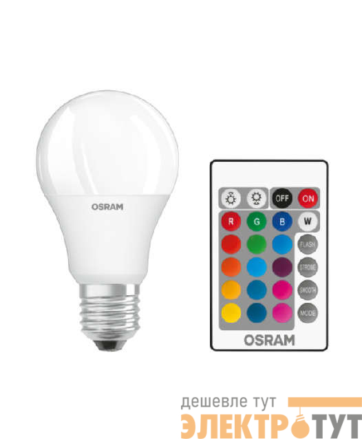 Лампа светодиодная LED STAR+ DIM с пультом A 60 9W/827 грушевидная 9Вт 2700К тепл. бел. E27 806лм 220-240В мат. пласт. OSRAM 4058075045675