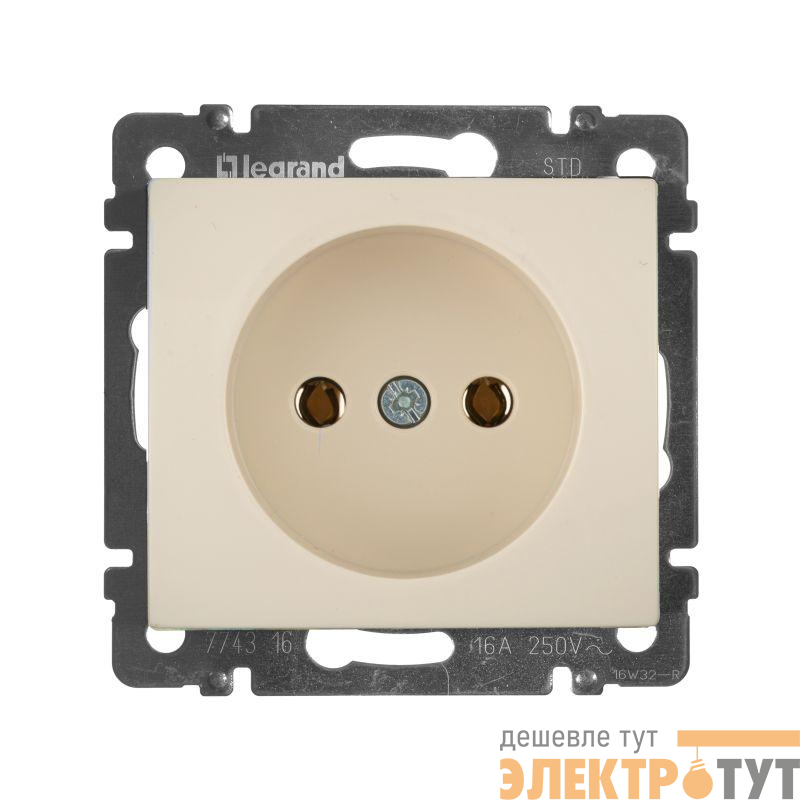 Розетка 1-м СП Valena 16А IP21 без заземл. на винтах механизм сл. кость Leg 774316