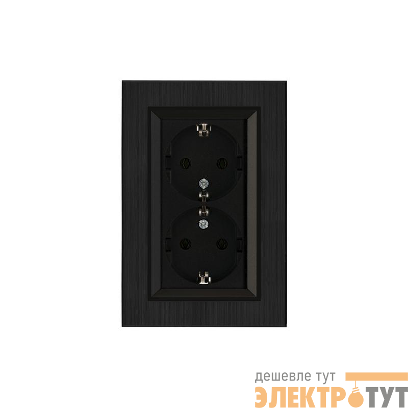 Розетка 2-я Karea LINE STAR с заземл. чер. Makel 86054082