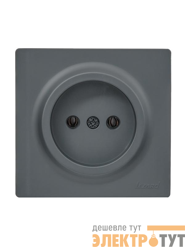 Розетка 1-м ОП LETO без заземл. ПБТ графит LEZARD 752-3400-121B