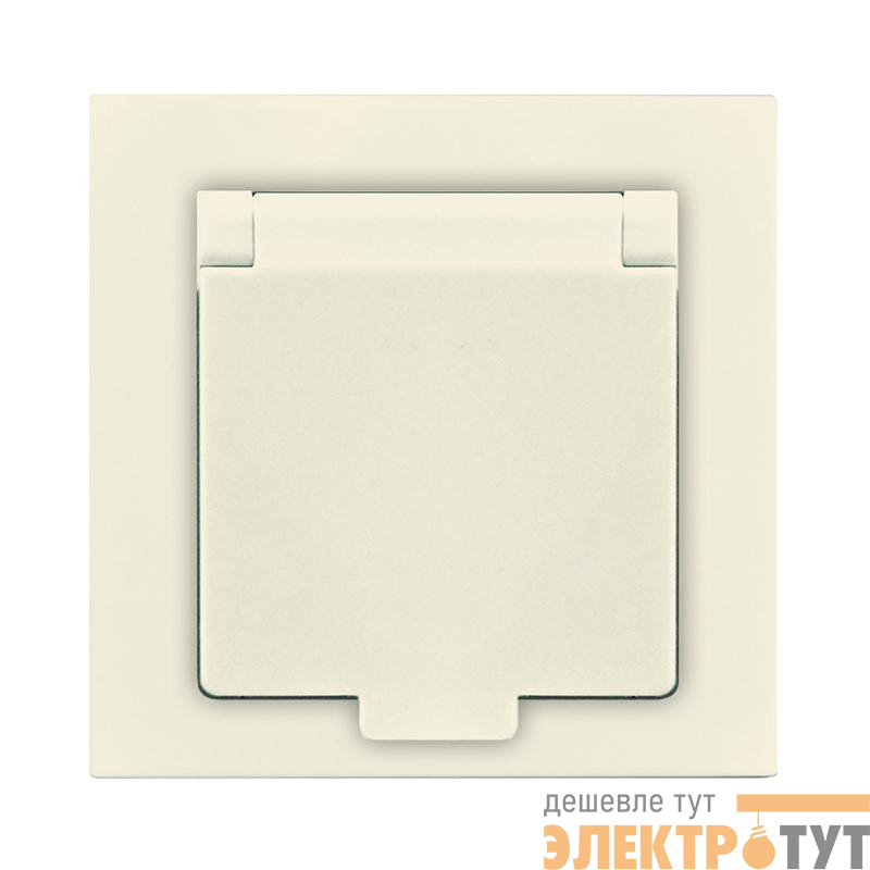 Розетка 1-м СП Афина 16А IP20 с заземл. с крышкой в сборе сл. кость (ivory) Universal A0029-I