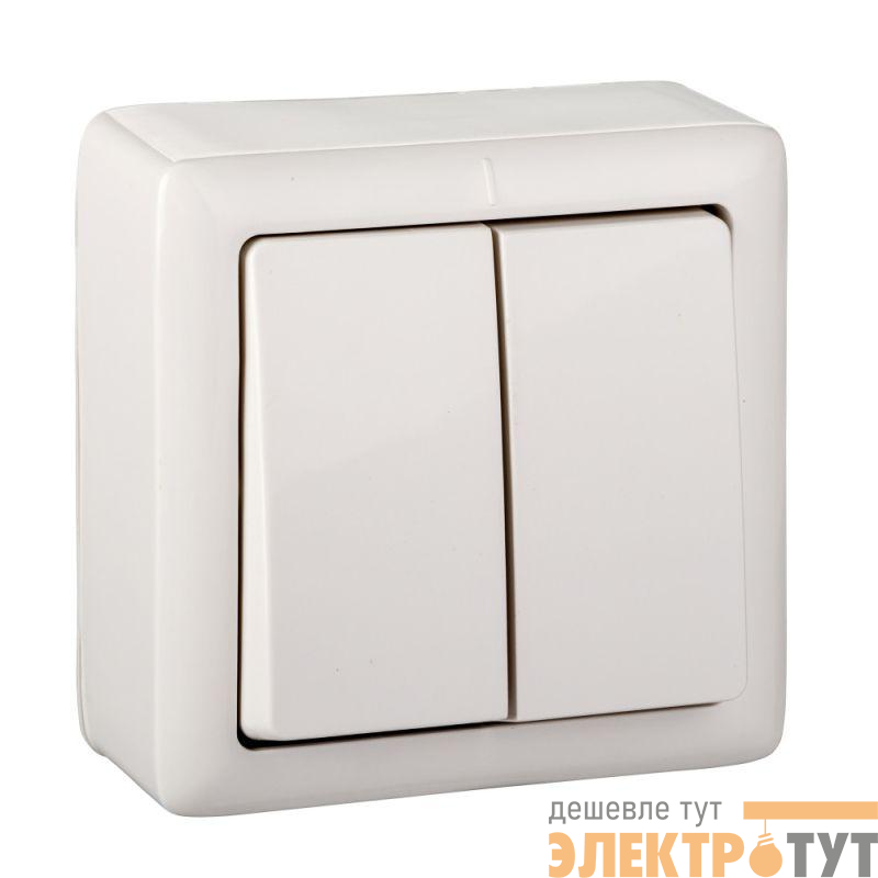 Выключатель 2-кл. ОП Хит 6А IP20 250В с изолир. пластиной бел. SE VA56-232I-B
