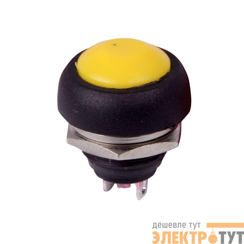 Выключатель-кнопка 250В 1А (2с) OFF-(ON) Б/Фикс желт. Micro (PBS-33В) Rexant 36-3052
