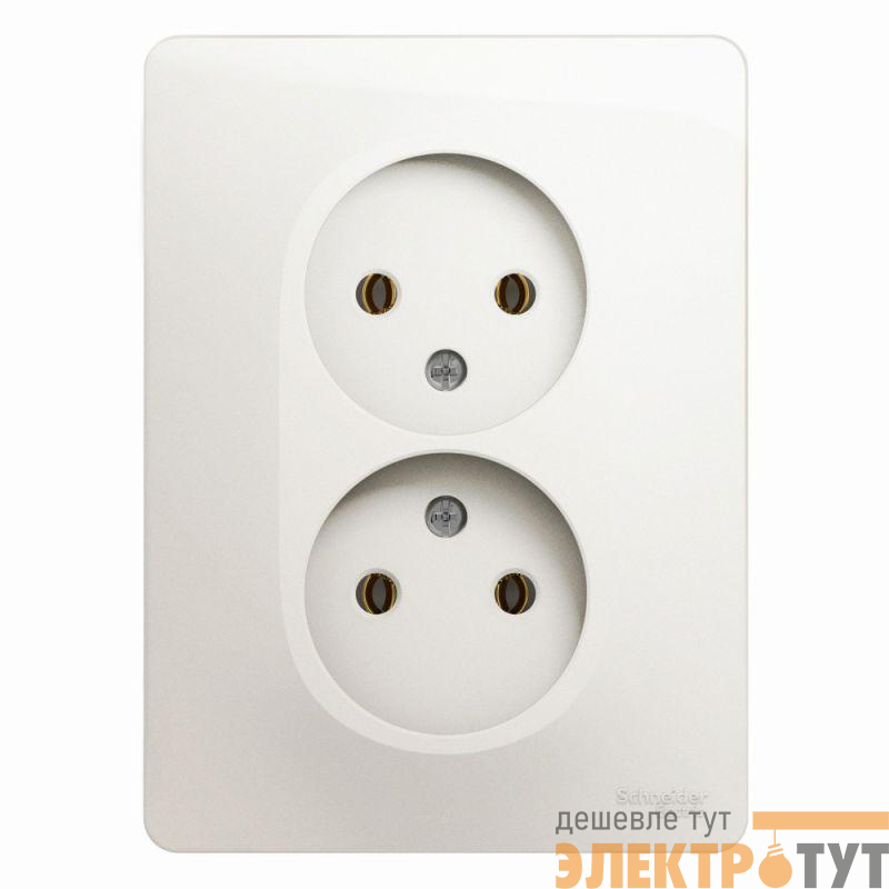 Розетка 2-м СП Glossa 16А IP20 250В без заземл. в сборе перламутр. SE GSL000620