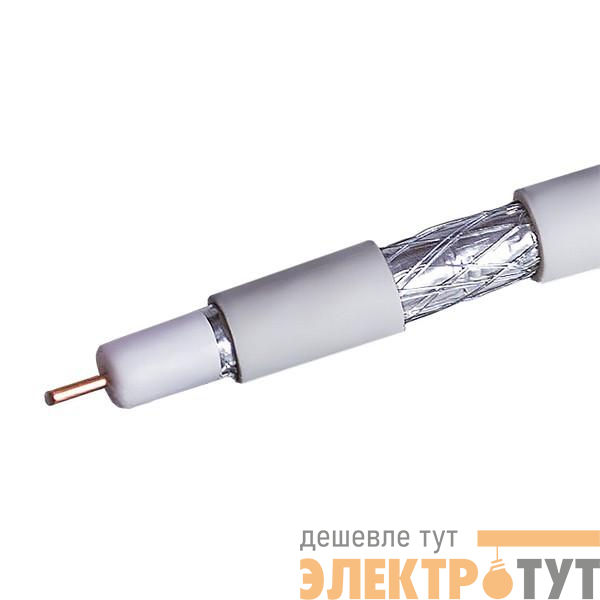 Кабель коаксиальный RG-6 CCS 1.02 (21проц.)/FPE/Al-Pet-Al Foil Unbonded/Al 64х0.12/PVC RW бел. (уп.100м) Net.On 109L