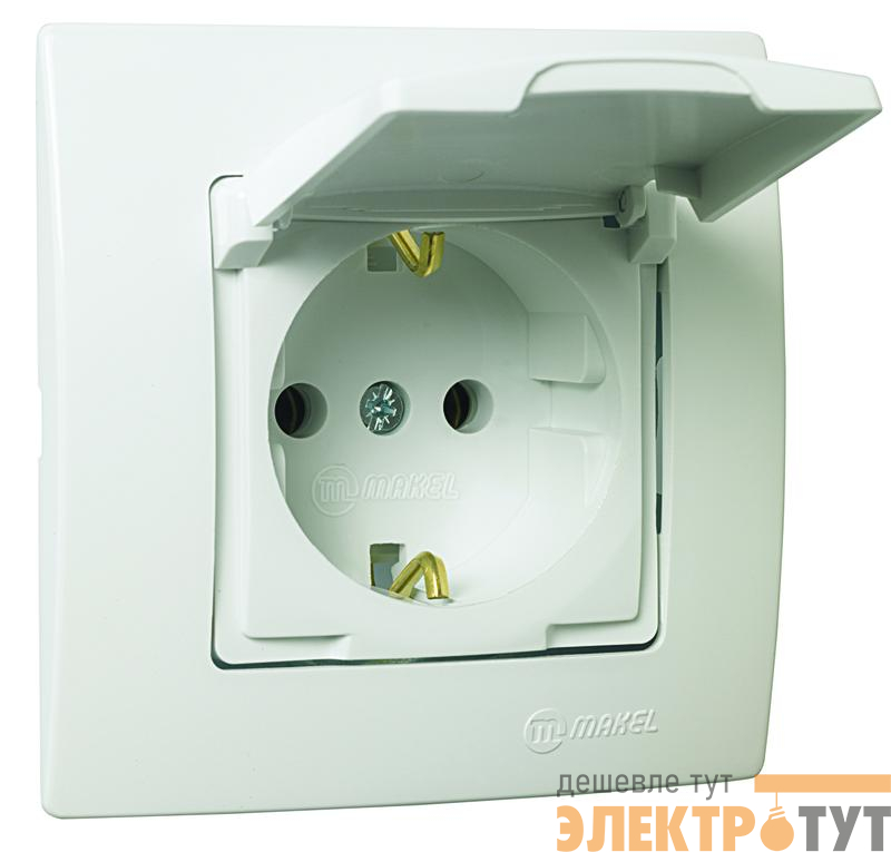 Розетка Lillium с заземл. и крышкой Makel 32001029