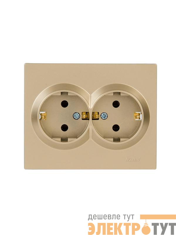 Розетка VESNA двойная с заземл. ПБТ зол. LEZARD 742-3600-127B