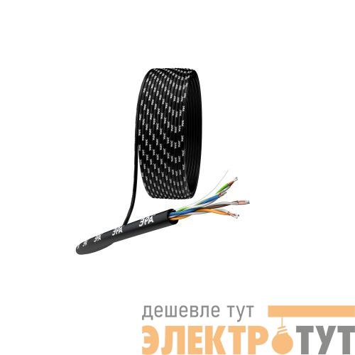 Кабель витая пара U/UTP кат.5E 4х2х24AWG solid CCA PE Outdoor Simple черн. (м) UL-4-PE-A Эра Б0044436