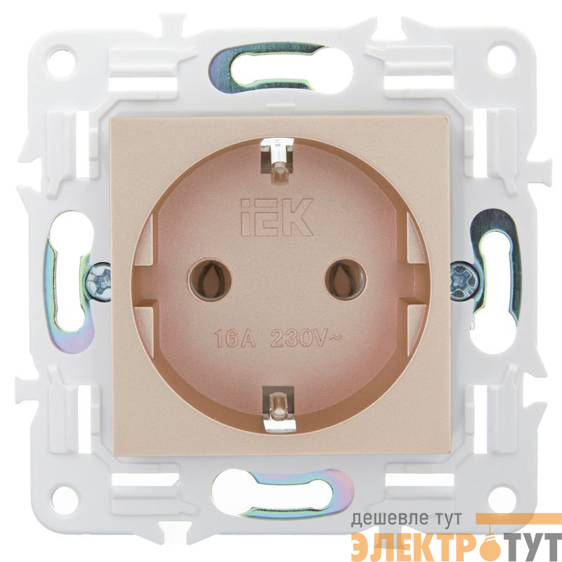 Розетка SKANDY 16А с заземл. без защ. шторок SK-R05Sa песочн. IEK SK-R11-16-K98