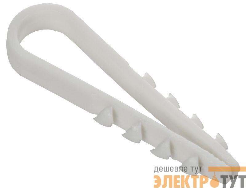 Дюбель-хомут 5х10мм для круглого кабеля нейлон бел. (уп.100шт) GENERICA UDH13-05-10-100-K01-G