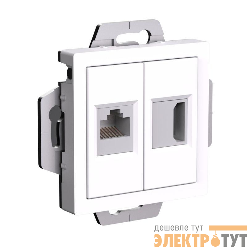 Розетка 2-м AtlasDesign HDMI+RJ45 кат.5E механизм бел. SE ATN000182